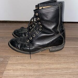 Canada West Black Leather Roper Boots